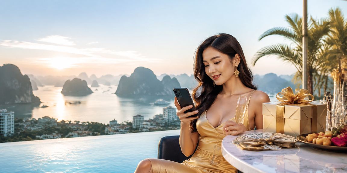 Người chơi tại vịnh Hạ Long truy cập casino trực tuyến trên điện thoại di động