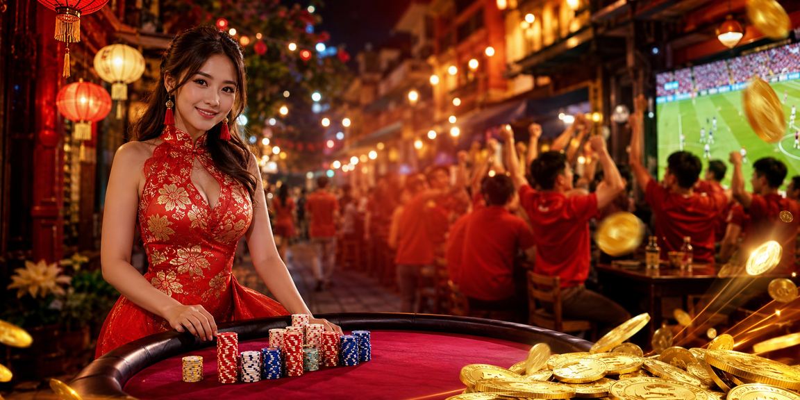 Khách hàng đăng nhập nền tảng go999 bên đèn lồng Hội An
